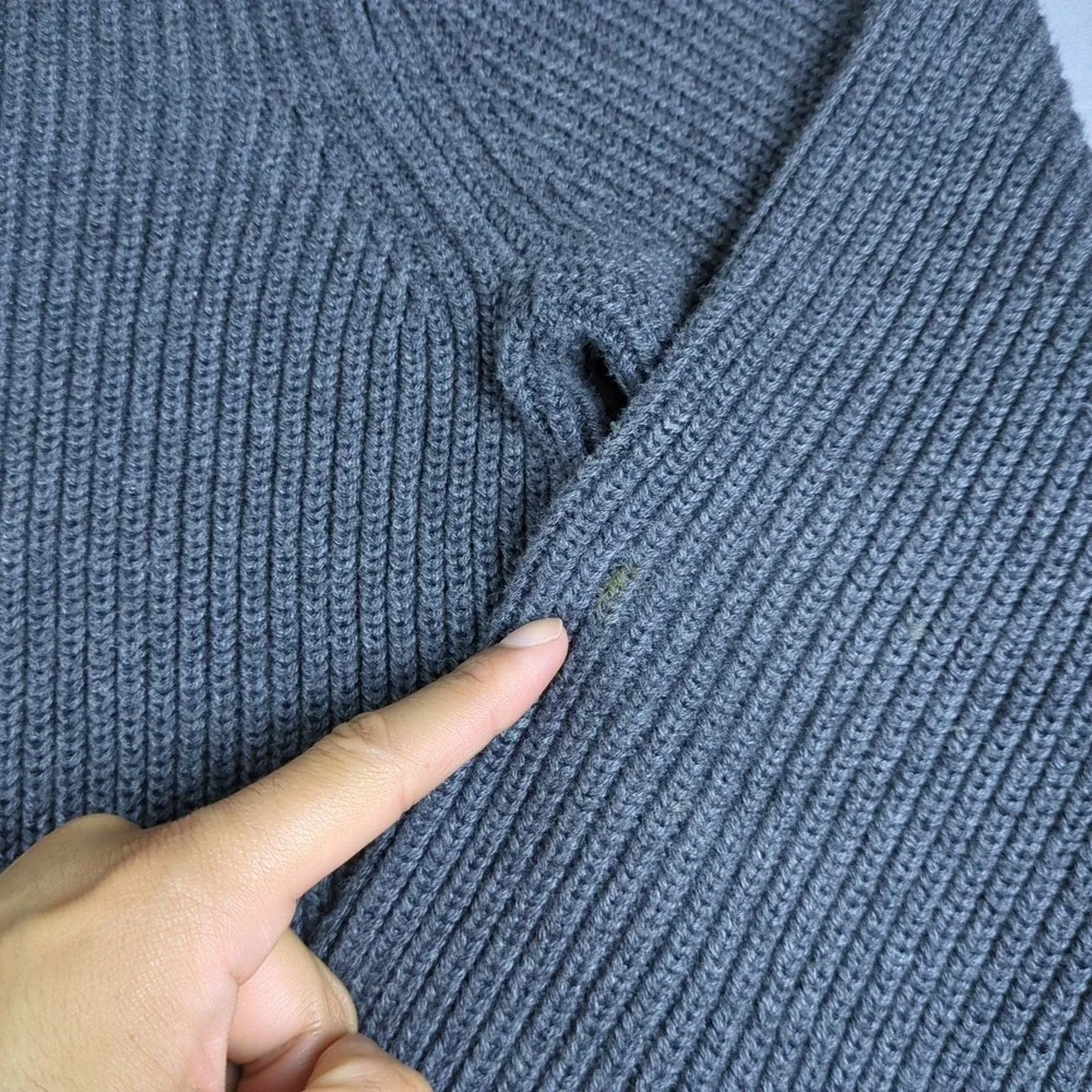 J Crew Woodsman Sweater Mens Large Gray Ribbed Suede Shoulder Patches Retail
